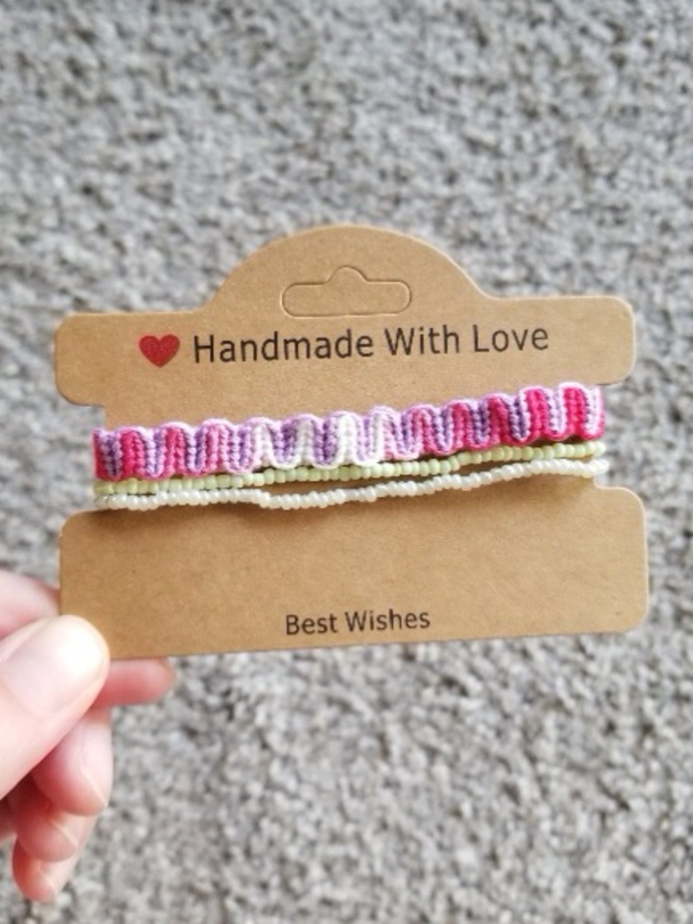 Handmade ombré Pink & Purple Wavy Friendship Bracelet set